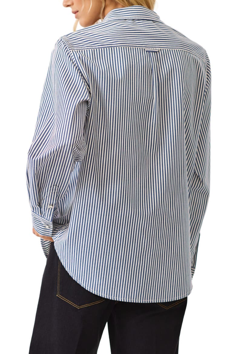 Stripe Cotton Button-Up Shirt, Alternate, color, BLUE W/ OFF WHITE