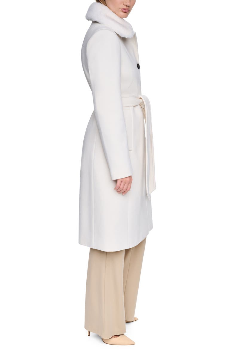 Faux Fur Collar Faux Wool Coat, Alternate, color, PEARL