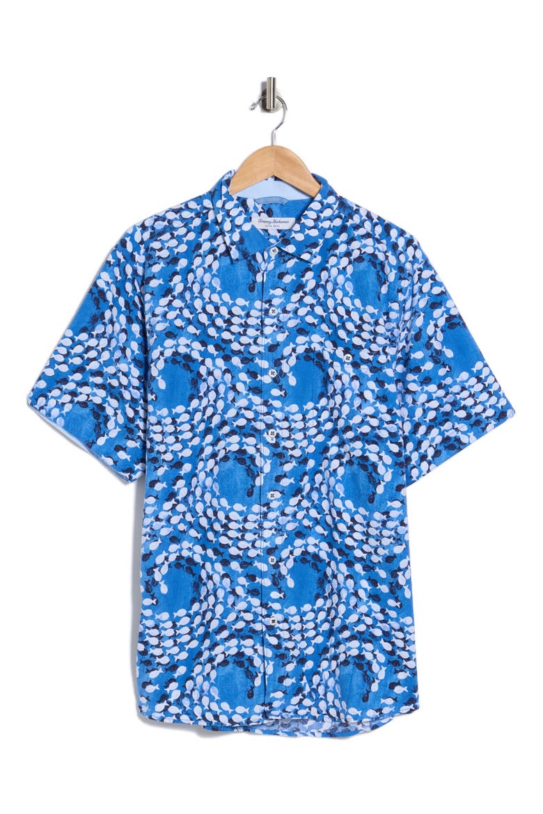 Nova Wave Get Reel Short Sleeve Button-Up Shirt, Alternate, color, VICTORIA BLUE
