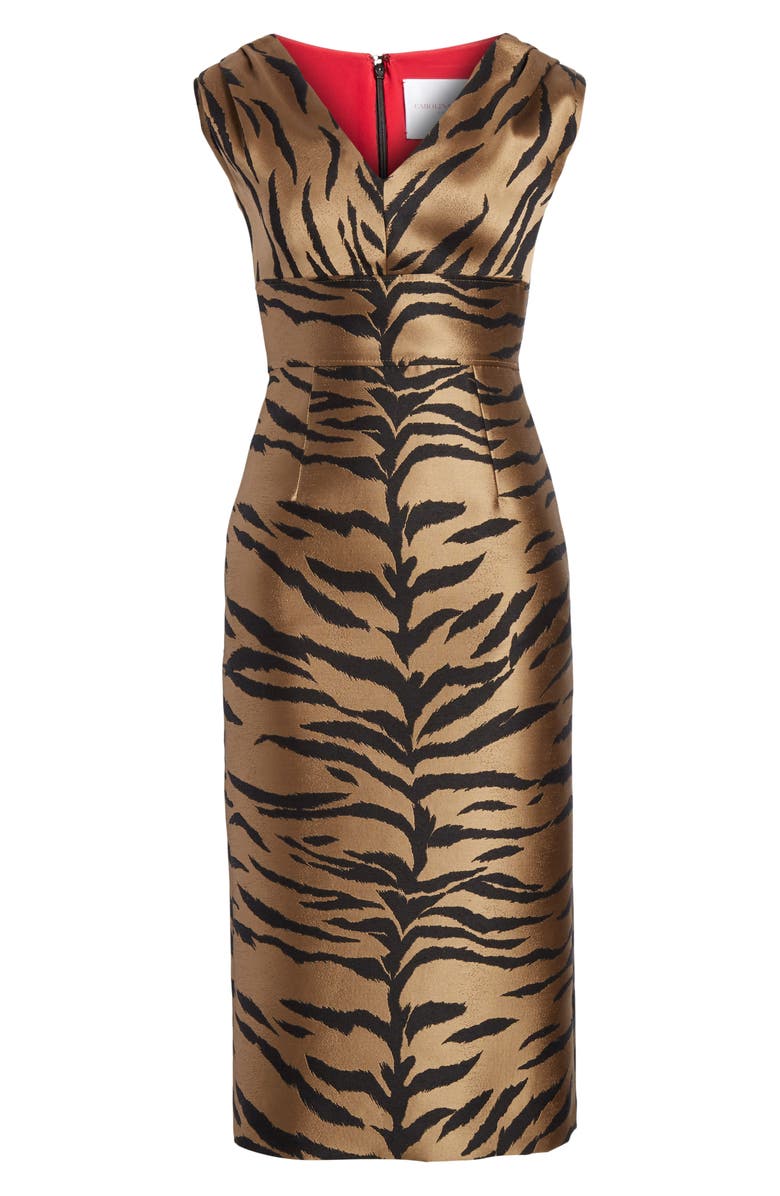 Carolina Herrera Tiger Jacquard Sheath Dress, Alternate, color,