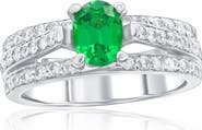 SOUZANA by Suzy Levian 14K Gold 1.20ct Oval Tsavorite Garnet & 0.98cttw Diamond Ring