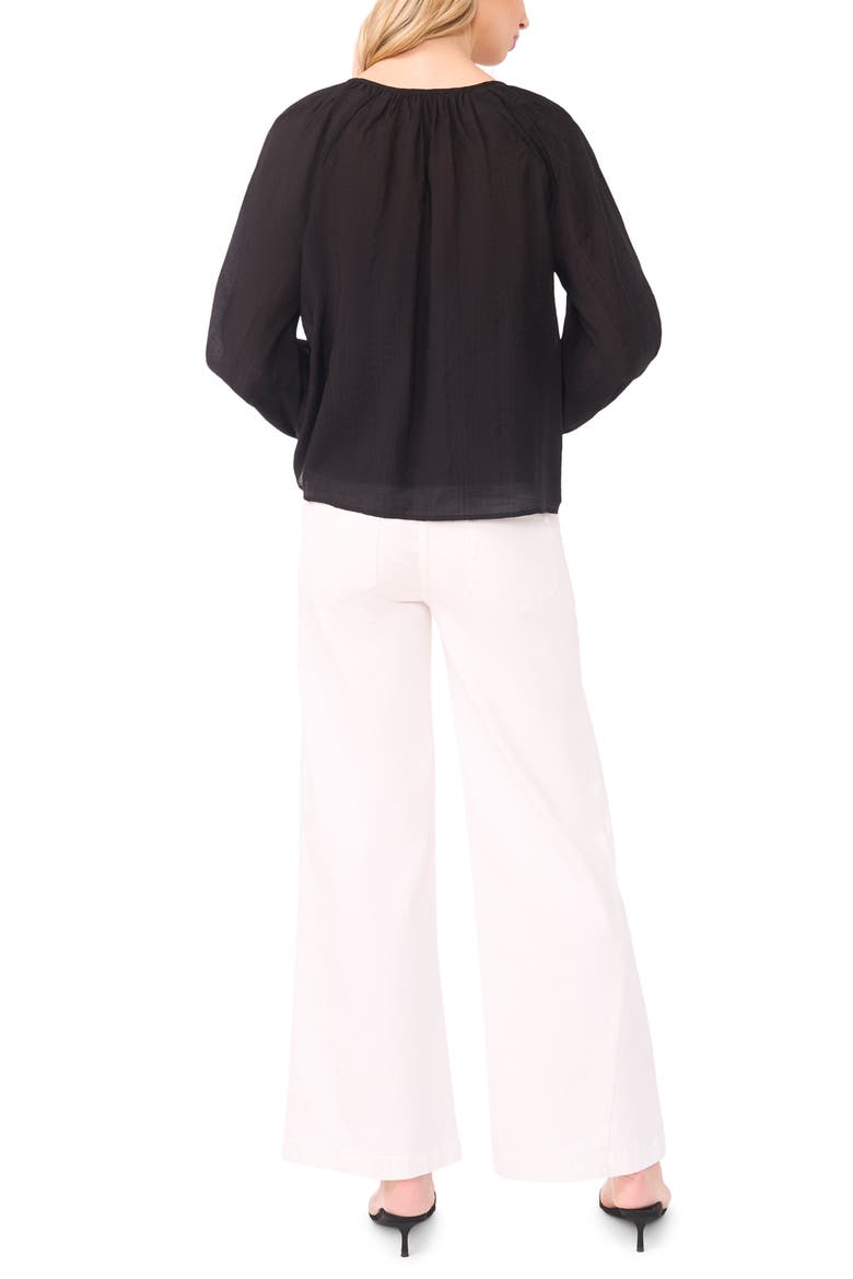 Tie Neck Ruffle Long Sleeve Top, Alternate, color, RICH BLACK