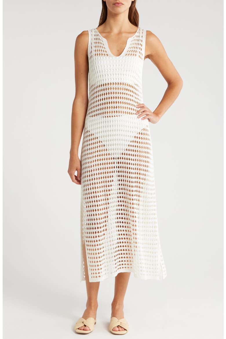 Open Stitch Cover-Up Dress, Main, color, WHITE