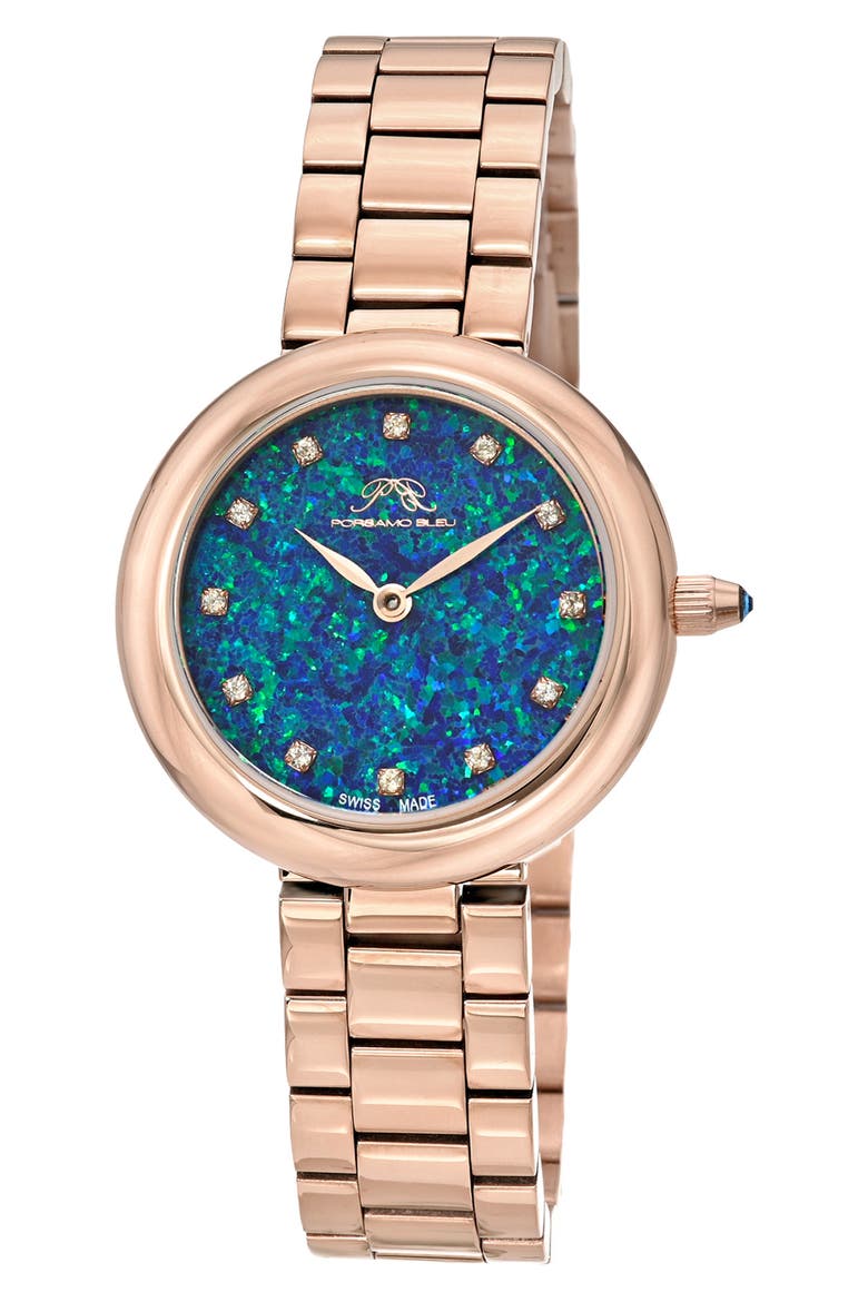 Opal Swiss Quartz Bracelet Watch, 32mm, Main, color, ROSE