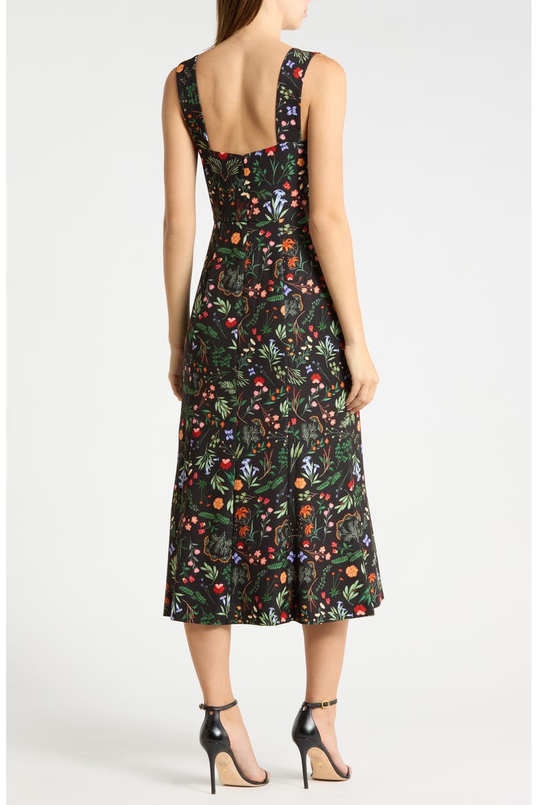 Floral Bustier Midi Dress, Alternate, color, BLACK MIRROR FLORAL