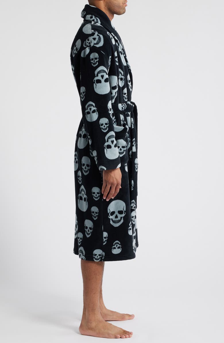 Majestic International High Note Skull Print Plush Shawl Robe, Alternate, color, Skull