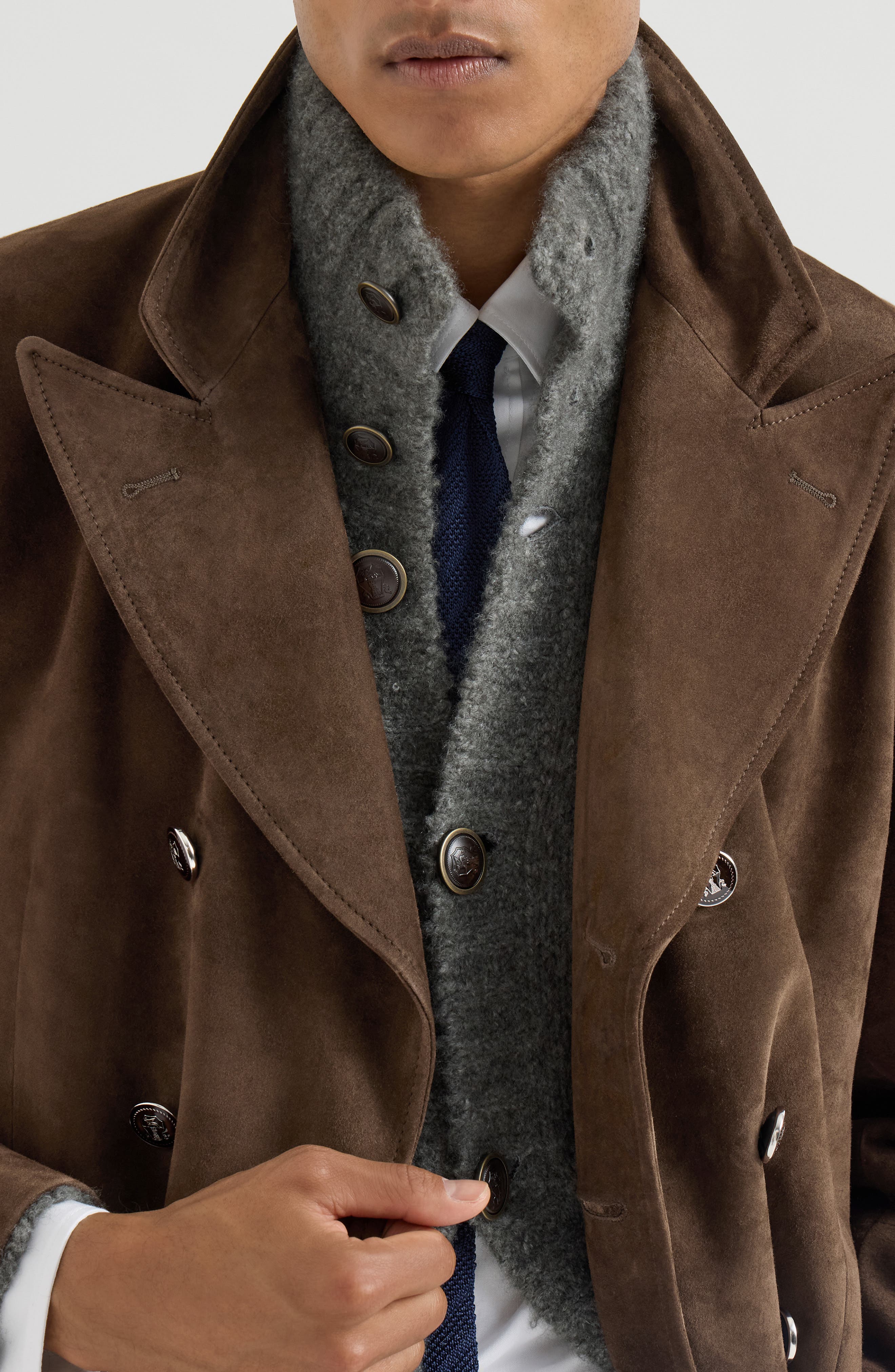 Brunello Cucinelli Suede pea coat (Men) | Nordstrom