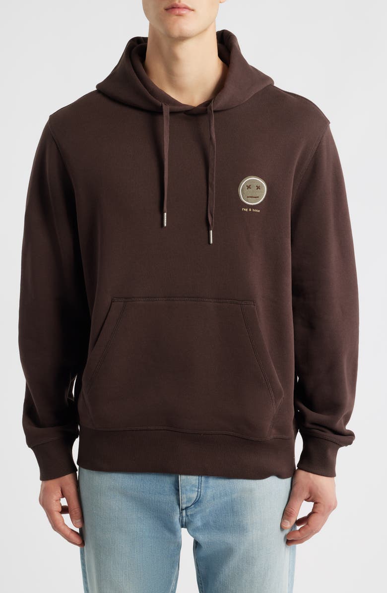 rag & bone Embroidered Sour Face Hoodie, Main, color, Brown