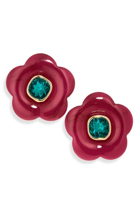 Crystal & Resin Flower Stud Earrings