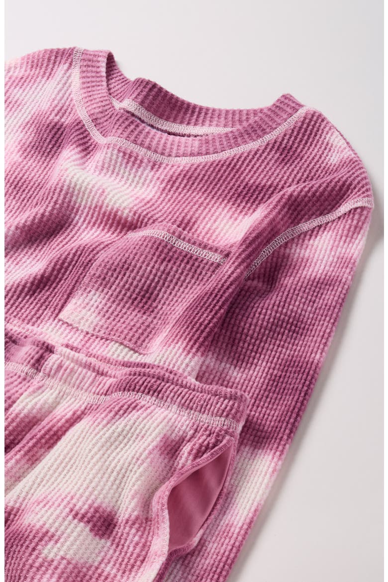 Kids' Two-Piece Waffle Knit Short Pajamas, Alternate, color, MAUVE ORCHID CLOUDY SKY