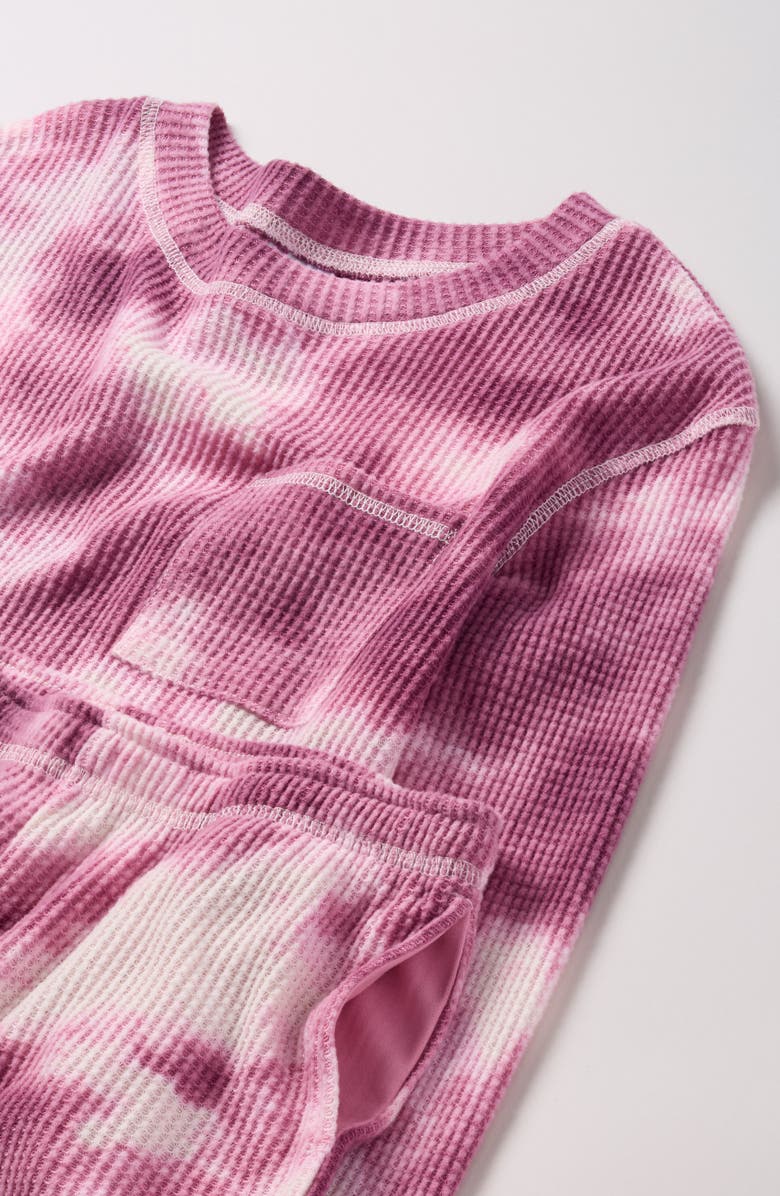 Nordstrom Kids' Two-Piece Waffle Knit Short Pajamas, Alternate, color, Mauve Orchid Cloudy Sky