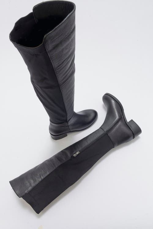 Forever & Always Shoes Cassie Leather Knee High Boot In Black