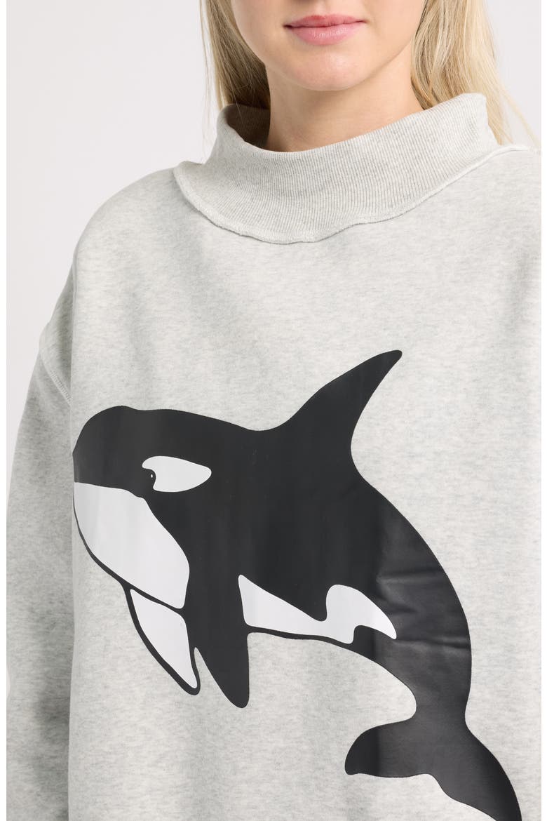 Whale Yeah Reversible Graphic Boxy Sweatshirt, Alternate, color, GREY