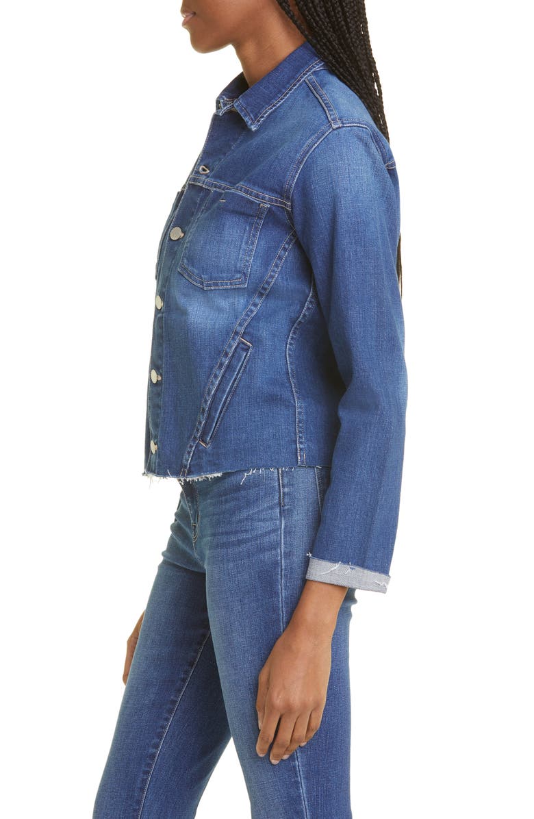 L'AGENCE Janelle Slim Raw Edge Denim Jacket, Alternate, color,