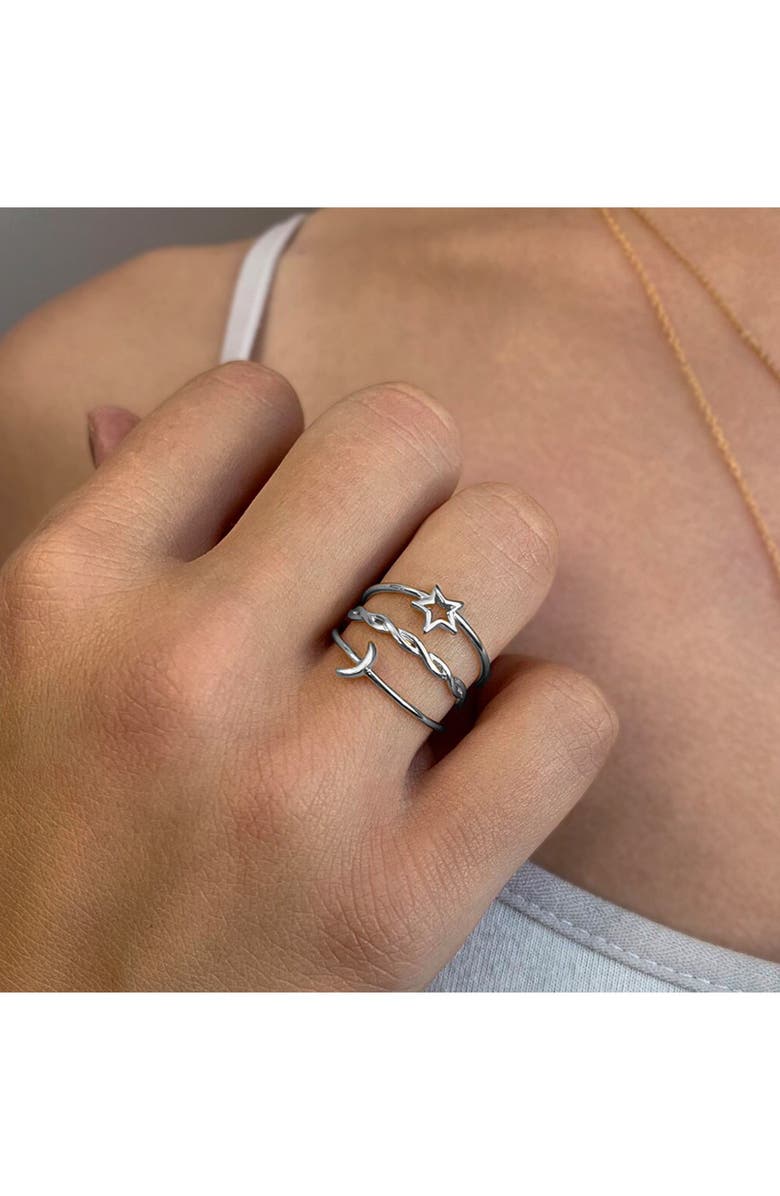 Sterling Forever Sterling Silver Celestial Stacking Rings - Set of 3, Alternate, color, 