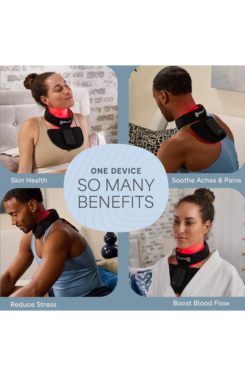 Lifepro Red Light Therapy Neck Wrap 660nm & 850nm Near Infrared Device, Alternate, color, Black