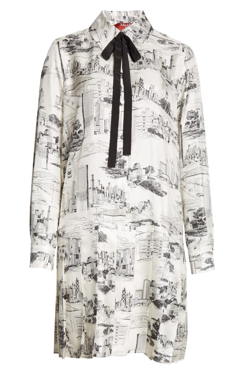 Max Mara Studio Bath City Print Long Sleeve Silk Shirtdress, Alternate, color, 
