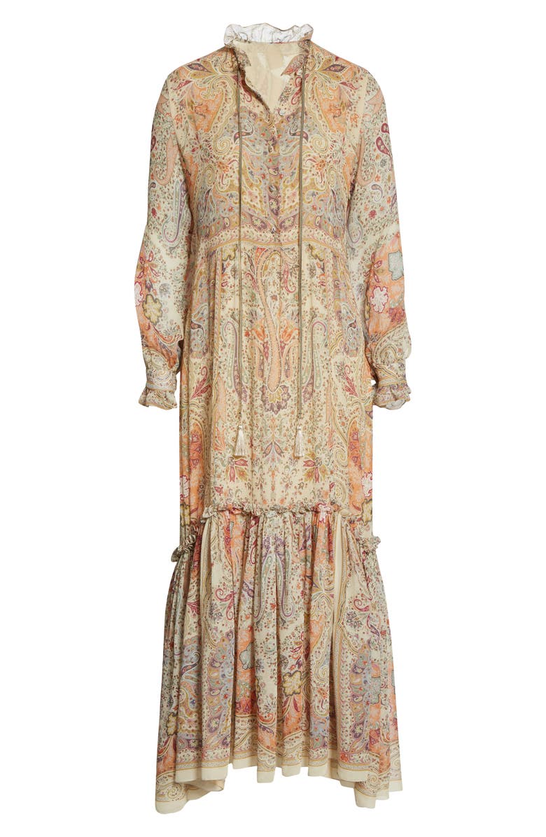 Etro Paisley Long Sleeve Silk Maxi Dress, Alternate, color, 