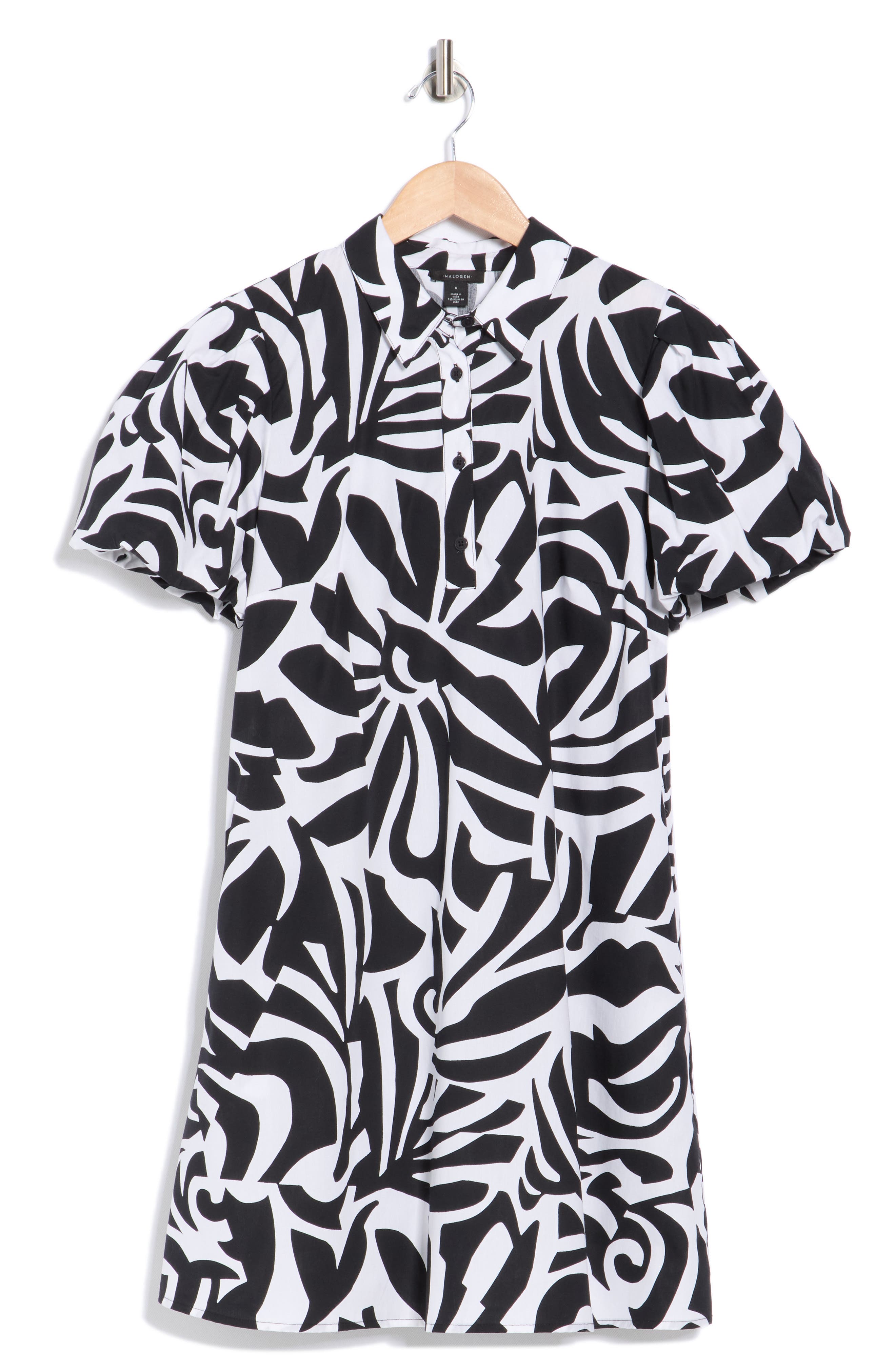 Halogen® Puff Sleeve Cotton Shirtdress