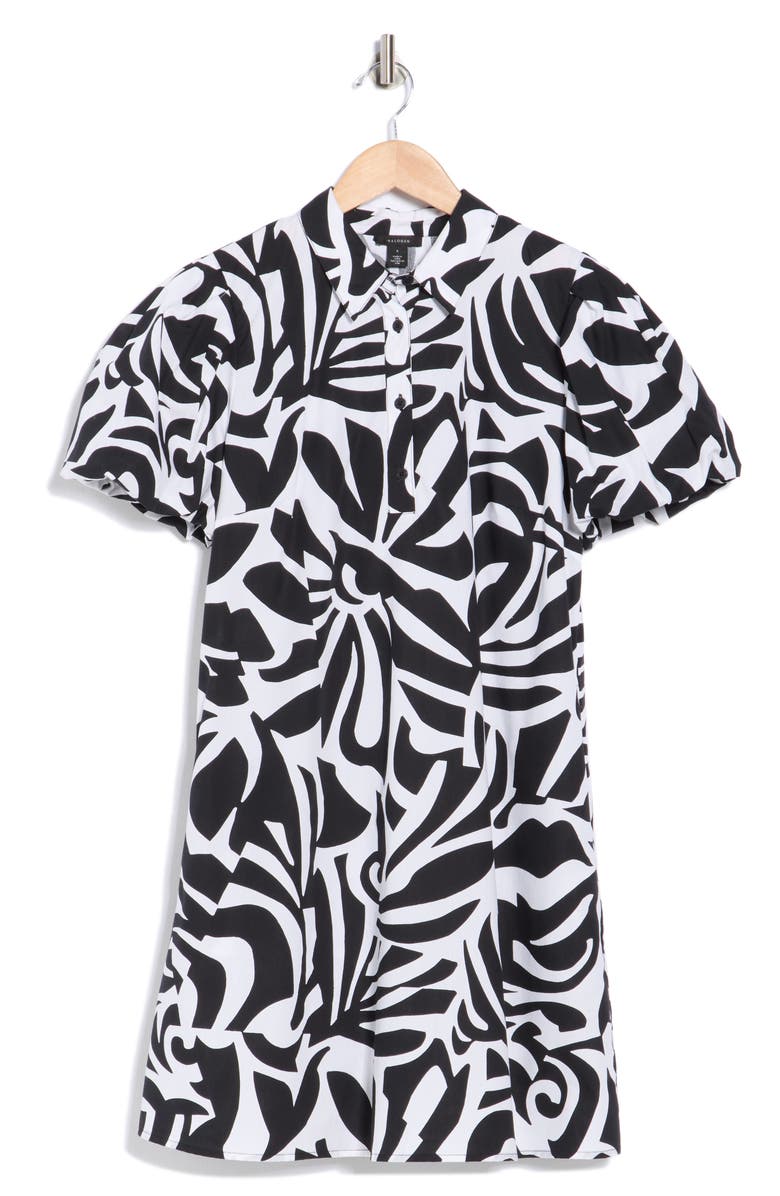 Halogen<sup>®</sup> Puff Sleeve Cotton Shirtdress, Main, color, Rich Black