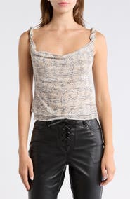AFRM Asher Floral Ruched Mesh Top