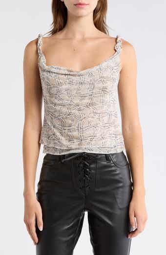 Asher Floral Ruched Mesh Top