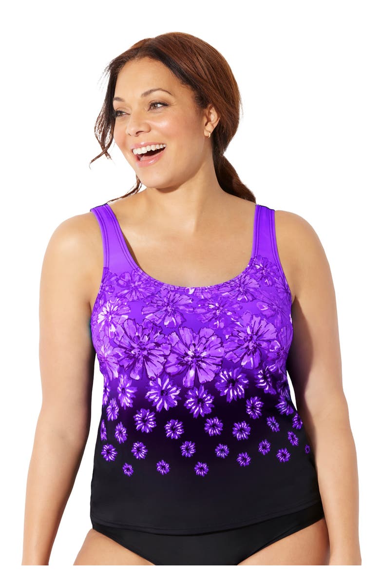 Swimsuits for All Chlorine Resistant Classic Tankini Top, Main, color, Purple Exploded