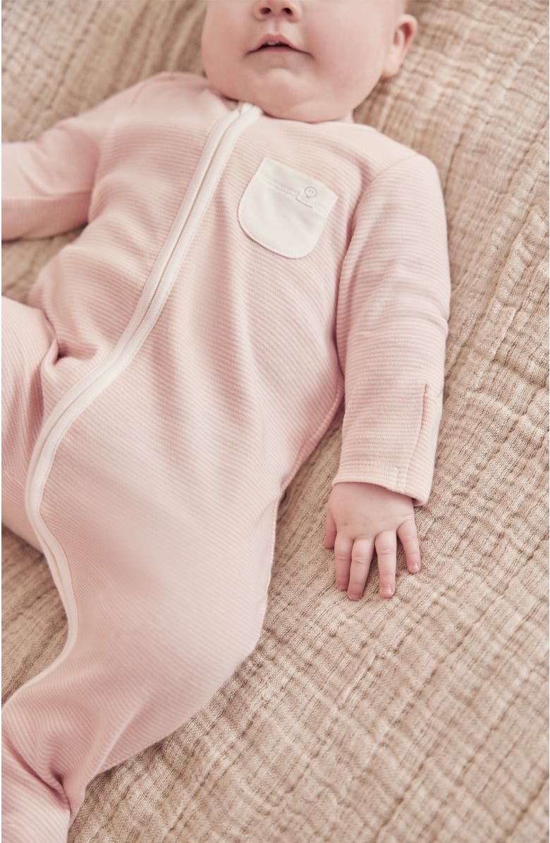 MORI Two Way Zip-Up Sleepsuit, Alternate, color, Blush Stripe
