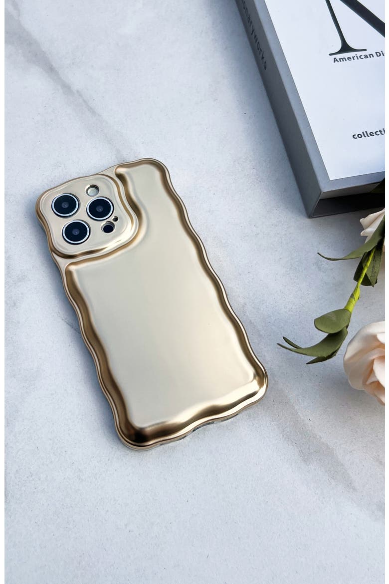 Wavy Cushion iPhone 15 Pro Max Case, Alternate, color, GOLD