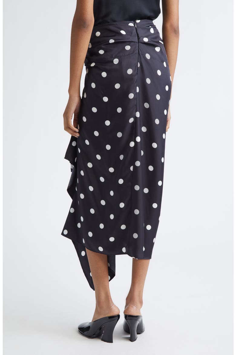 Gentile Polka Dot Draped Silk Skirt, Alternate, color, BLACK