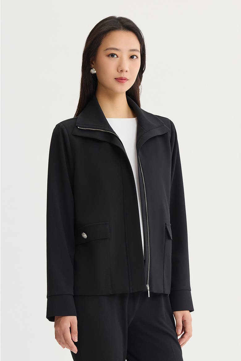 Stretch Deco Crepe Sport Jacket, Alternate, color, Black