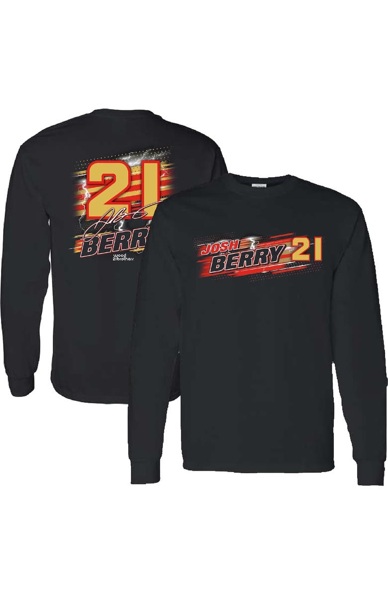 CHECKERED FLAG Men's Checkered Flag Sports Black Josh Berry Name & Number Long Sleeve T-Shirt, Alternate, color, Black