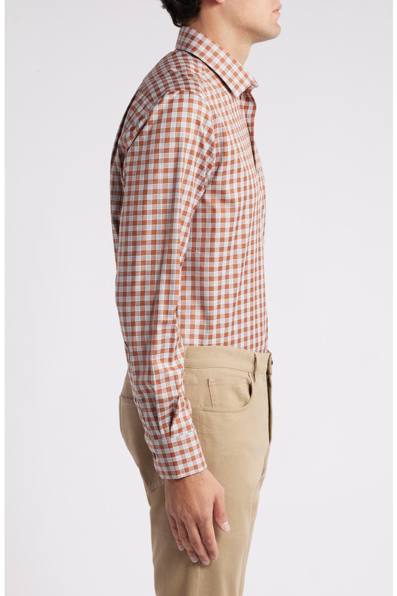 Exploded Check Mélange Button-Up Shirt, Alternate, color, AUBURN