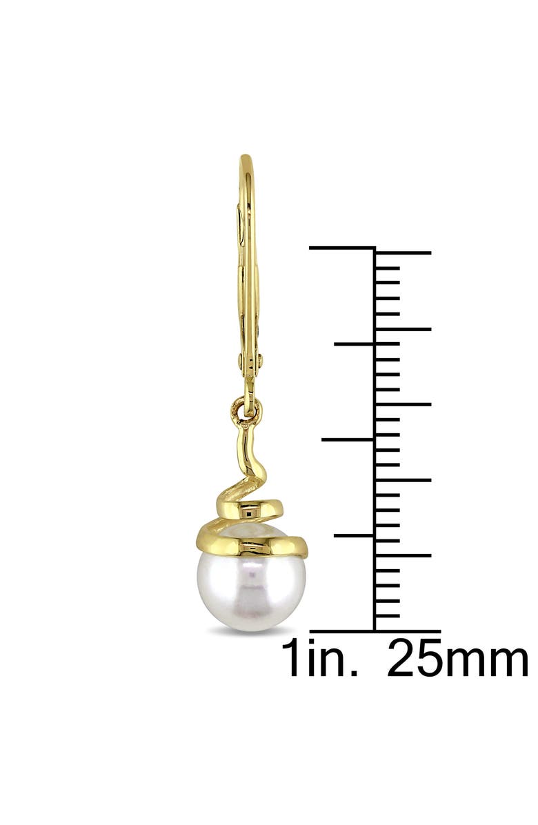 DELMAR 10K Yellow Gold Cultured Pearl Spiral Drop Earrings, Alternate, color, 