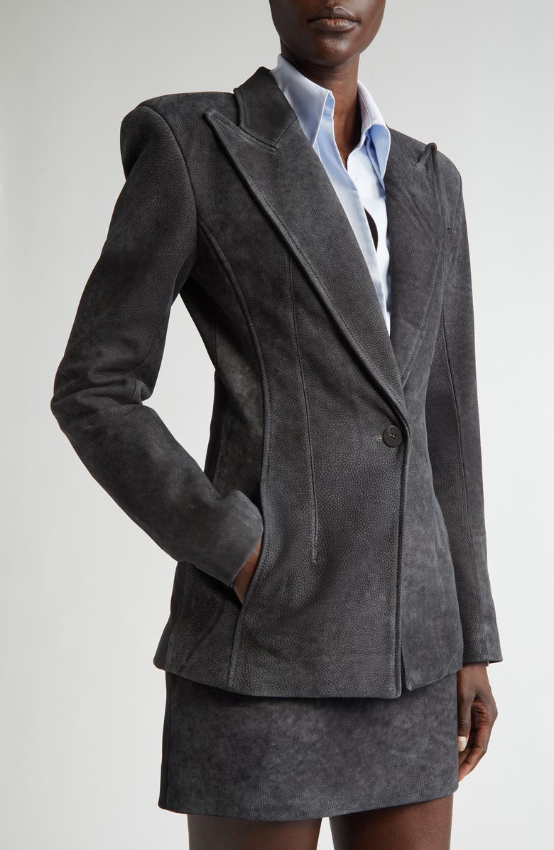 LaQuan Smith Suede Tailored Jacket, Alternate, color, 