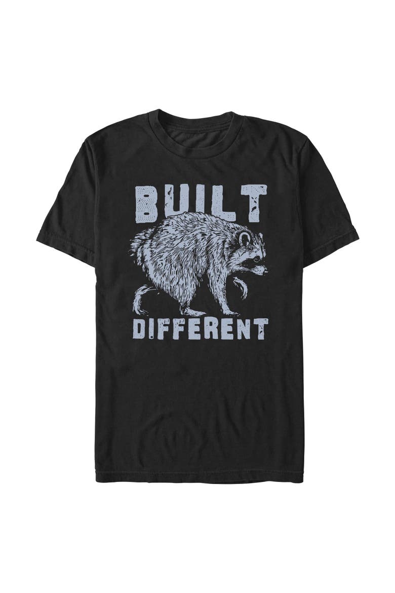 Men's Jimothy the Raccoon Built Different Short Sleeve T-Shirt, Main, color, Black