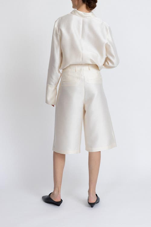 Alas Silk-wool Blend Darted Bermuda Shorts In Silver