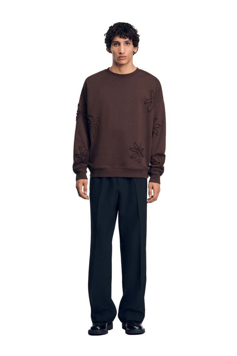 Oversized floral sweatshirt, Main, color, Chocolate