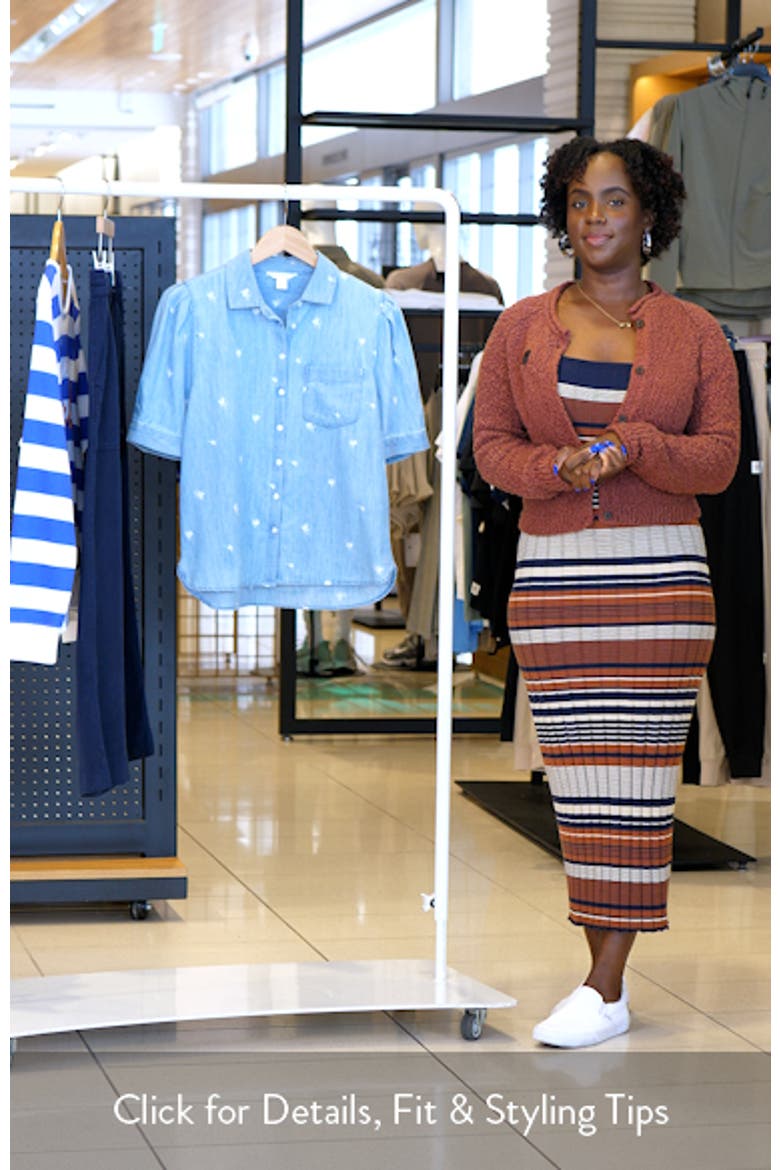 Embroidered Short Sleeve Chambray Button-Up Shirt video