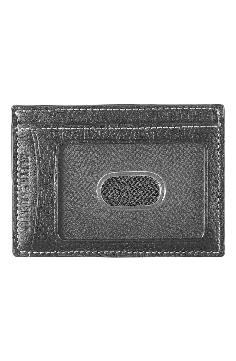 Johnston & Murphy Kingston Leather Card Case, Alternate, color, Black Pebbled
