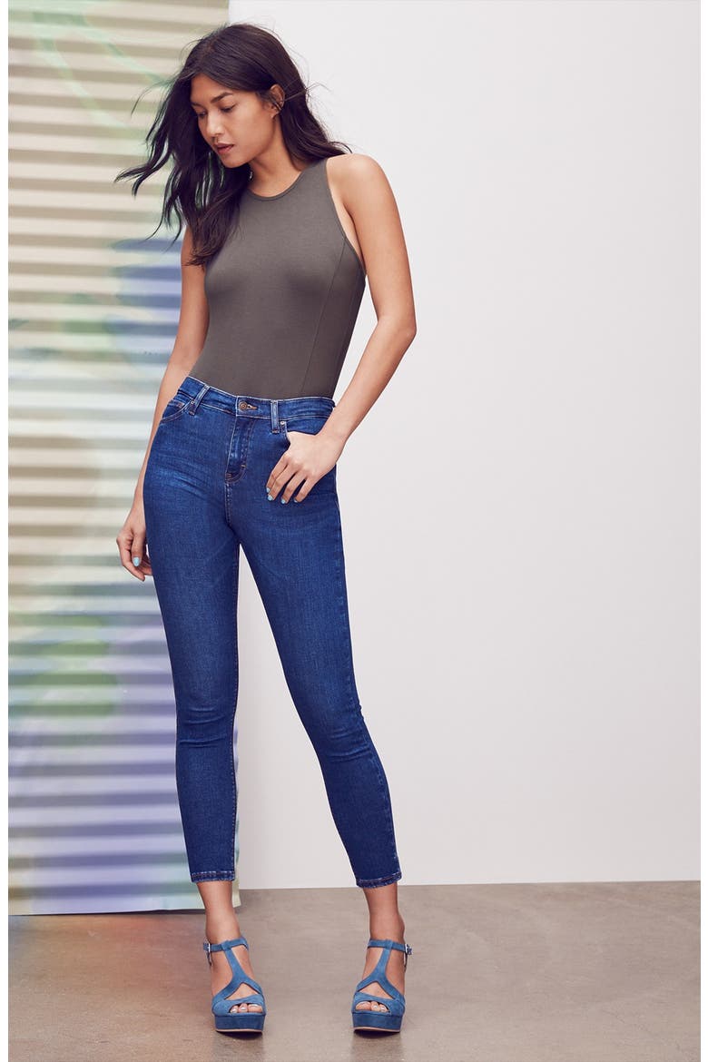 Jamie High Waist Ankle Skinny Jeans, Alternate, color, NAVY BLUE