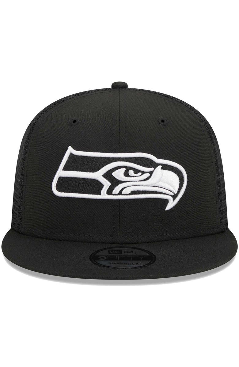 New Era Men's New Era Black Seattle Seahawks  Main Trucker 9FIFTY Snapback Hat, Alternate, color, 
