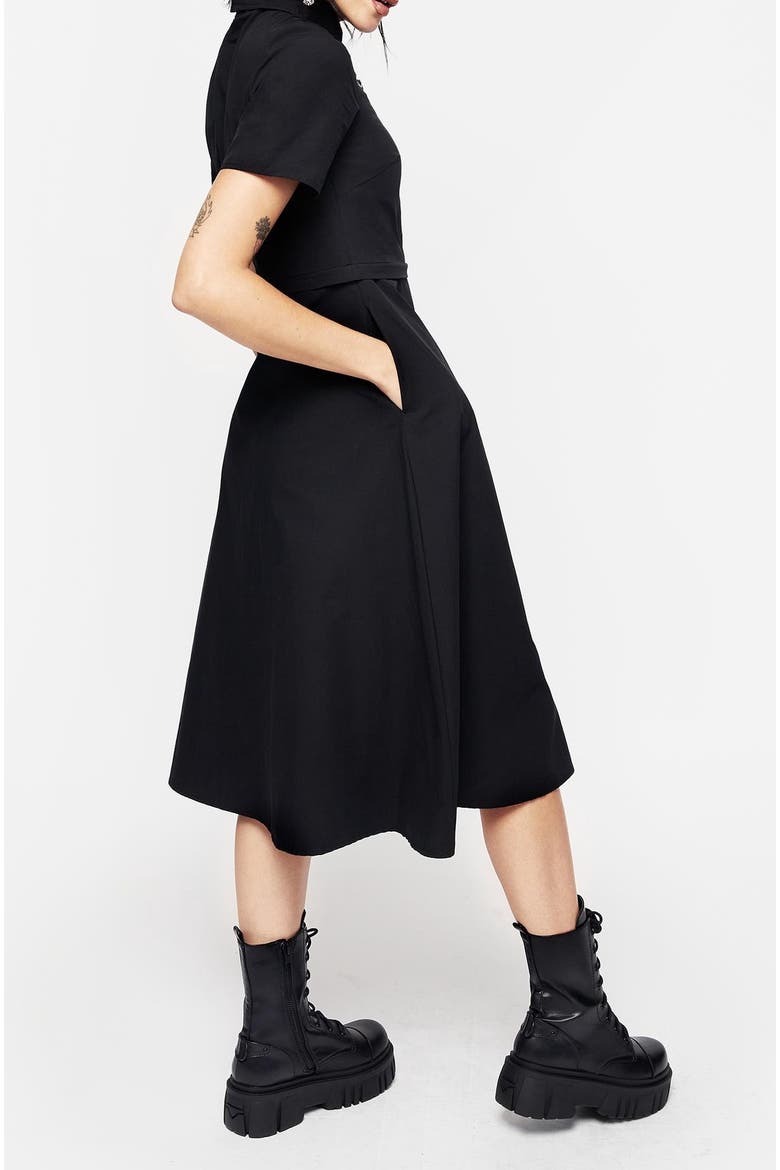 Fenrir Midi Shirt Dress, Alternate, color, Black