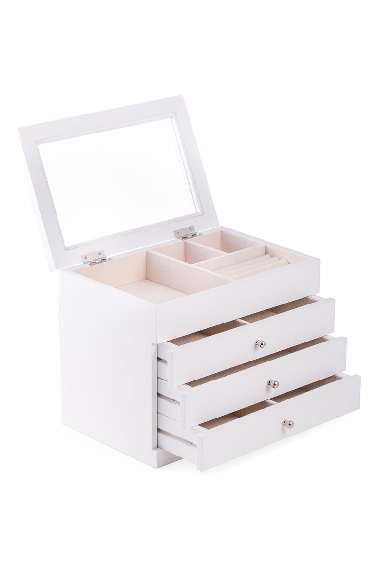 Wood Multilevel Jewelry Box, Alternate, color, WHITE