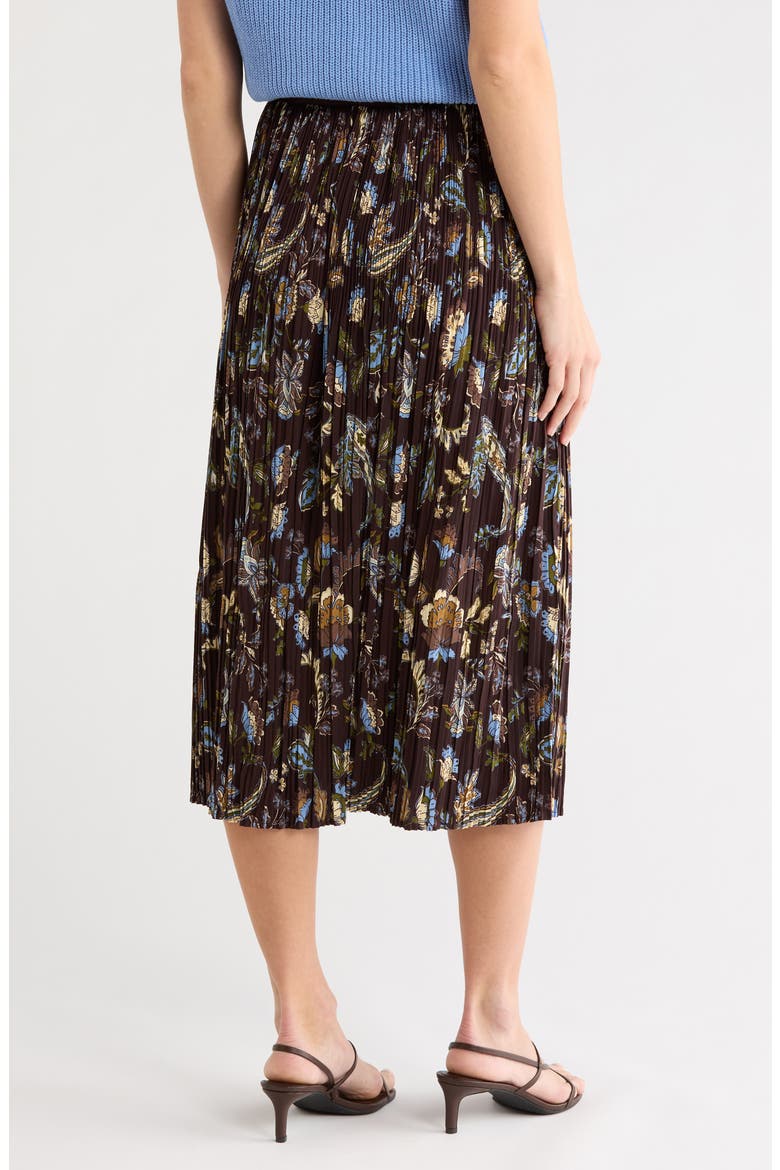 Pleated Midi Skirt, Alternate, color, CHOCOLATE PAISLEY VINE