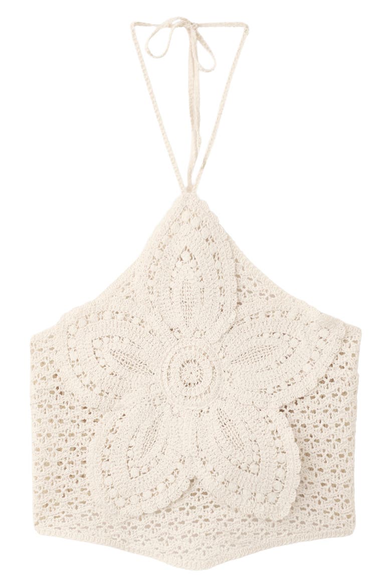 Hibisco Floral Crochet Halter Top, Alternate, color, ECRU