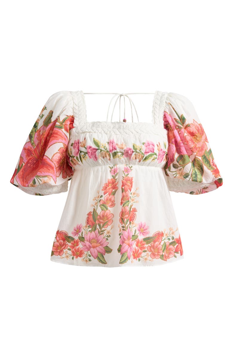 FARM Rio Floral Print Top, Alternate, color, Off-White