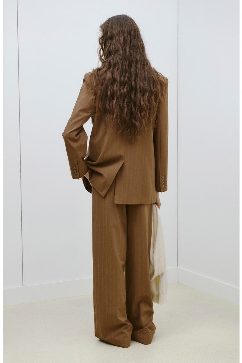 Pinstripe Blazer, Alternate, color, CARAMEL