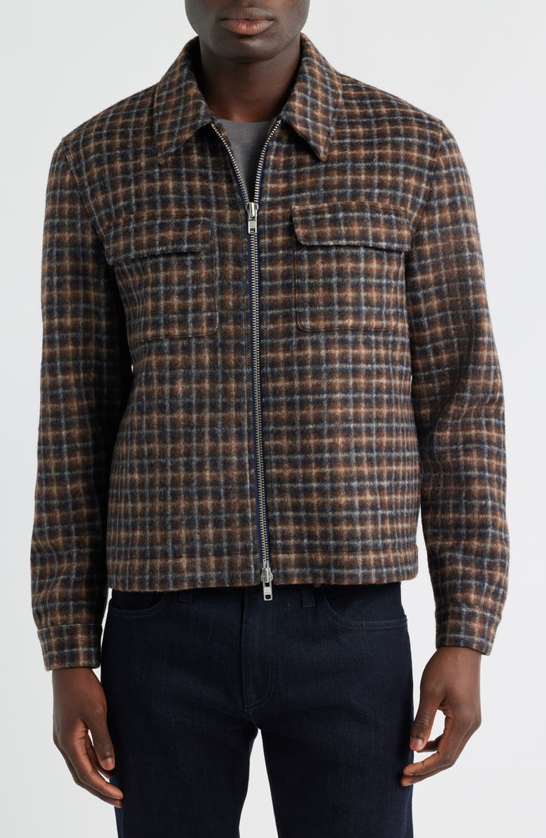 Wax London Osier Drawn Check Jacket, Alternate, color, Navy / Brown