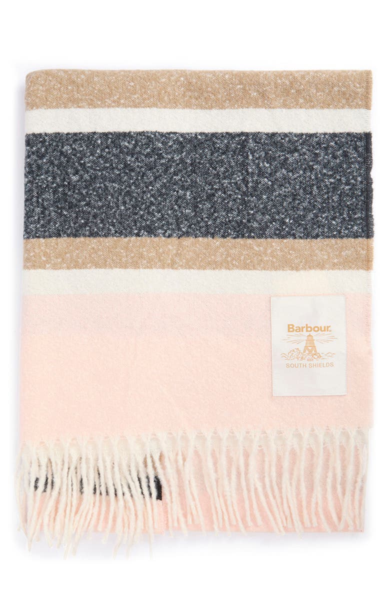 Barbour Paige Fringe Scarf, Alternate, color, Beige Multi